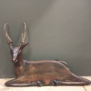 1920s French Folk Art Carved Deer Antler 